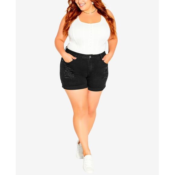 City Chic Trendy Plus Size Ripped Love High Rise Shorts - Picture 3 of 3